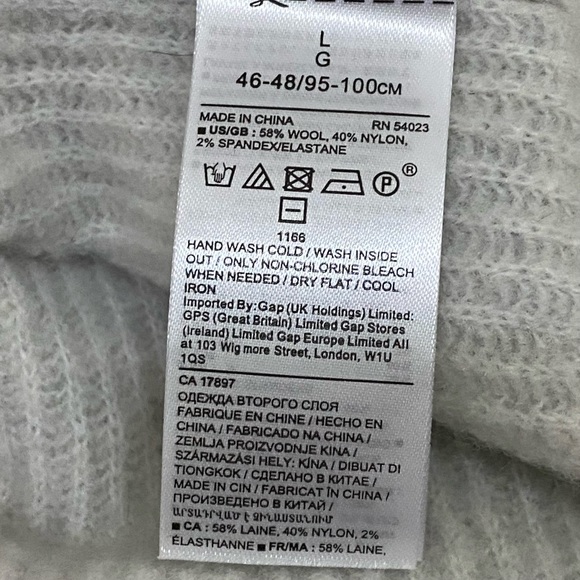 BANANA REPUBLIC 551630-02 Light Gray Cropped Ribbed Ballon Sleeve Sweater Size L - Picture 9 of 10